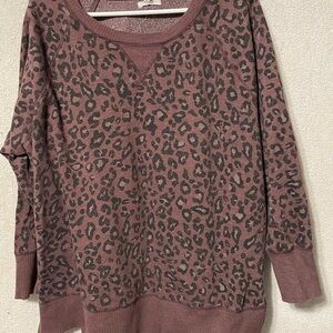 Maurices Animal Print Crew Neck Sweater - Brown and Black